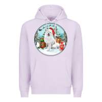 Lilac Christmas samoyed dog Premium Hoodie - FaDigitalArtStudio