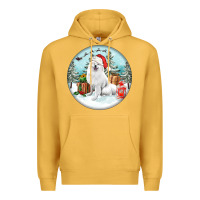Mustard Christmas samoyed dog Premium Hoodie - FaDigitalArtStudio