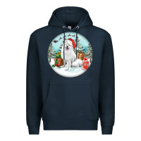 Navy Christmas samoyed dog Premium Hoodie - FaDigitalArtStudio