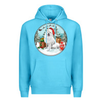 Ocean Blue Christmas samoyed dog Premium Hoodie - FaDigitalArtStudio