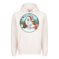 Pale Pink Christmas samoyed dog Premium Hoodie - FaDigitalArtStudio