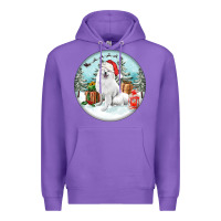 Purple Christmas samoyed dog Premium Hoodie - FaDigitalArtStudio