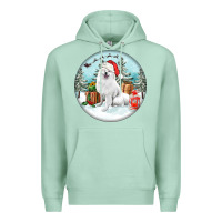 Seafoam Christmas samoyed dog Premium Hoodie - FaDigitalArtStudio