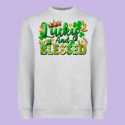 Lucky And Blessed Heavyweight Sweatshirt Designed By Fadigitalartstudio