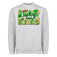 Heather Grey lucky and blessed Heavyweight Sweatshirt - FaDigitalArtStudio