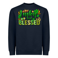 Navy lucky and blessed Heavyweight Sweatshirt - FaDigitalArtStudio