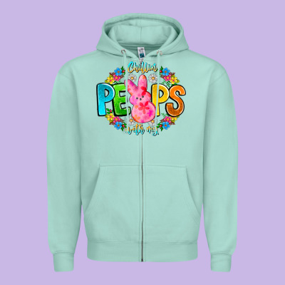 Chillin Peeps With My Zipper Hoodie Designed By Cowhidedigitalart