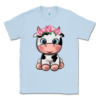 Dusty Blue cute cow Classic Tee - texasbilliewilder