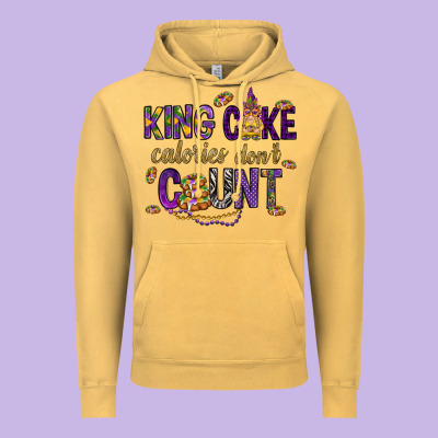 King Cake Calories Don't Count Vintage Hoodie Designed By Howdyjamesfarm