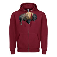 Burgundy Bison Buffalo Zipper Hoodie - LillyAllenDesigns