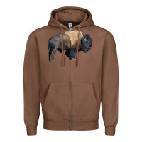 Chestnut Bison Buffalo Zipper Hoodie - LillyAllenDesigns
