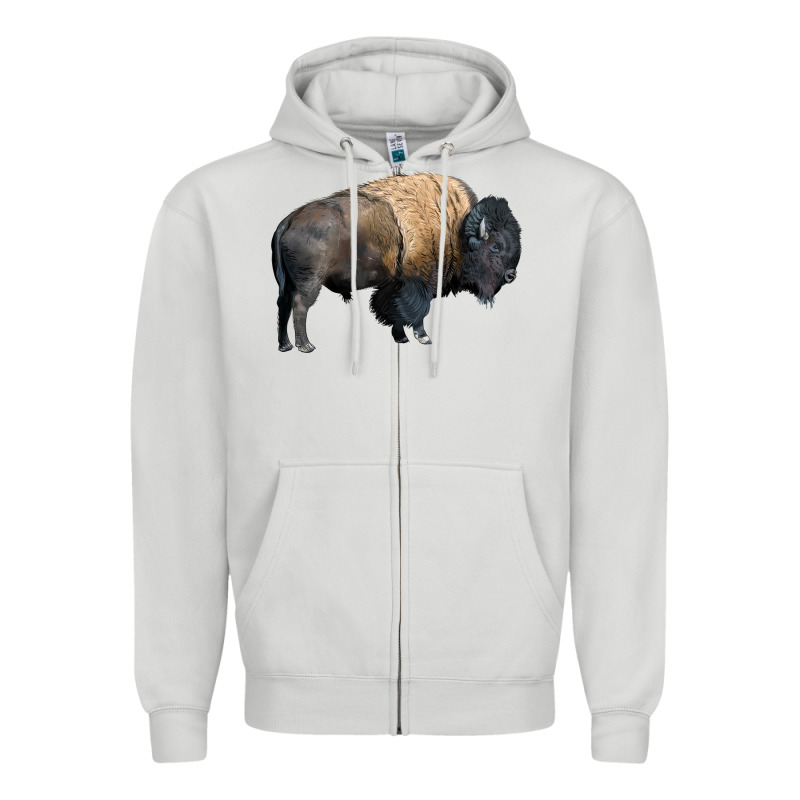 Bison Buffalo Zipper Hoodie by LillyAllenDesigns | Teevron