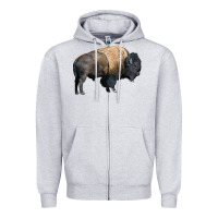 Heather Grey Bison Buffalo Zipper Hoodie - LillyAllenDesigns