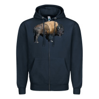 Navy Bison Buffalo Zipper Hoodie - LillyAllenDesigns