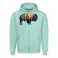Seafoam Bison Buffalo Zipper Hoodie - LillyAllenDesigns