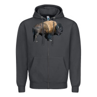 Smoke Bison Buffalo Zipper Hoodie - LillyAllenDesigns
