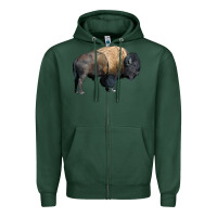 Sports Green Bison Buffalo Zipper Hoodie - LillyAllenDesigns