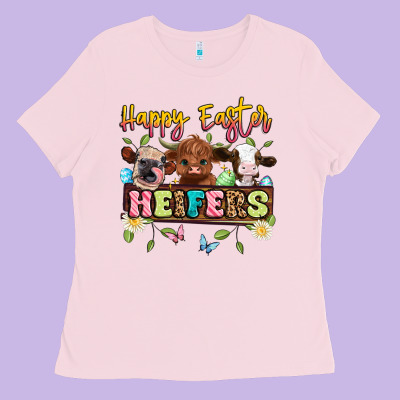 Happy Easter Heifers Ladies Tee Designed By Artiststas