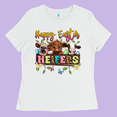 Happy Easter Heifers Ladies Tee Designed By Artiststas