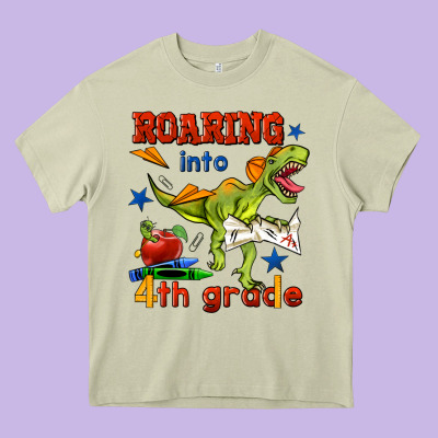 Roaring Into 4th Grade Heavy Core Tee Designed By Bundleandbundleshop