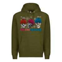 Army Green tis the season skull winter Premium Hoodie - FaDigitalArtStudio