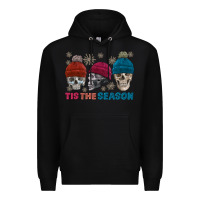Black tis the season skull winter Premium Hoodie - FaDigitalArtStudio