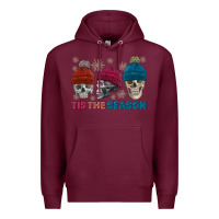 Burgundy tis the season skull winter Premium Hoodie - FaDigitalArtStudio