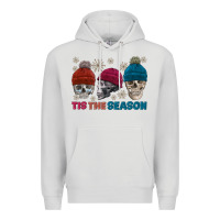 Dove Grey tis the season skull winter Premium Hoodie - FaDigitalArtStudio
