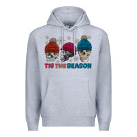 Heather Grey tis the season skull winter Premium Hoodie - FaDigitalArtStudio