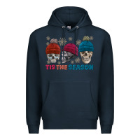 Navy tis the season skull winter Premium Hoodie - FaDigitalArtStudio