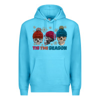 Ocean Blue tis the season skull winter Premium Hoodie - FaDigitalArtStudio