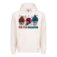 Pale Pink tis the season skull winter Premium Hoodie - FaDigitalArtStudio