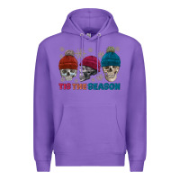 Purple tis the season skull winter Premium Hoodie - FaDigitalArtStudio