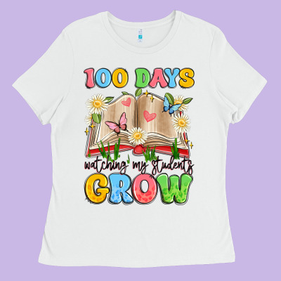 100 Days Watching My Students Grow Ladies Tee Designed By Artiststas