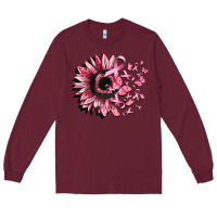 Burgundy cancer sunflower Long Sleeve Tee - CowGirlArtShop