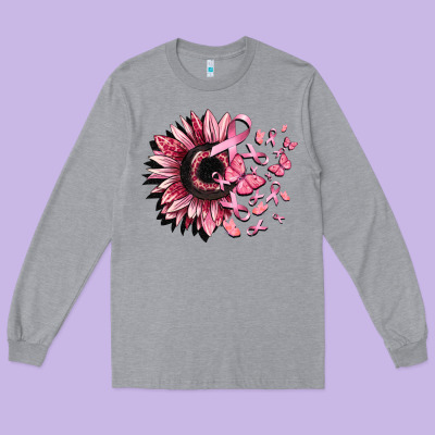 Cancer Sunflower Long Sleeve Tee Designed By Cowgirlartshop