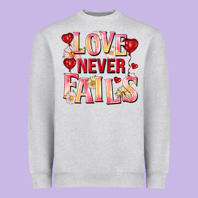 Love Never Fails Heavyweight Sweatshirt Designed By Fadigitalartstudio