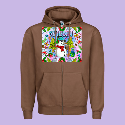 Chillin Snow Zipper Hoodie Designed By Cowhidedigitalart
