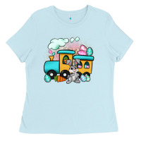 Baby Blue easter train Ladies Tee - Artiststas