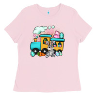 Bubblegum Pink easter train Ladies Tee - Artiststas