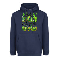 Navy not lucky just really blessed Heavyweight Hoodie - Artiststas