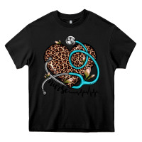 Black nurse leopard heart Heavy Core Tee - JahusDesignShop