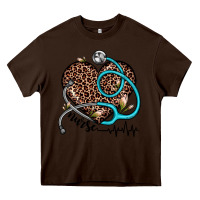Chocolate Brown nurse leopard heart Heavy Core Tee - JahusDesignShop