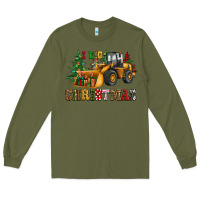 Army Green i dig christmas bulldozer Long Sleeve Tee - CowGirlArtShop