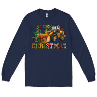 Navy i dig christmas bulldozer Long Sleeve Tee - CowGirlArtShop