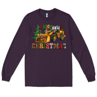 Plum i dig christmas bulldozer Long Sleeve Tee - CowGirlArtShop