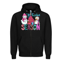 Black It's Freezin Season Zipper Hoodie - CowhideDigitalArt