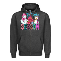 Charcoal Heather It's Freezin Season Zipper Hoodie - CowhideDigitalArt