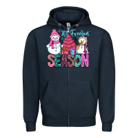 Navy It's Freezin Season Zipper Hoodie - CowhideDigitalArt
