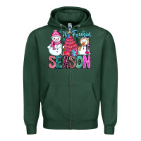 Sports Green It's Freezin Season Zipper Hoodie - CowhideDigitalArt